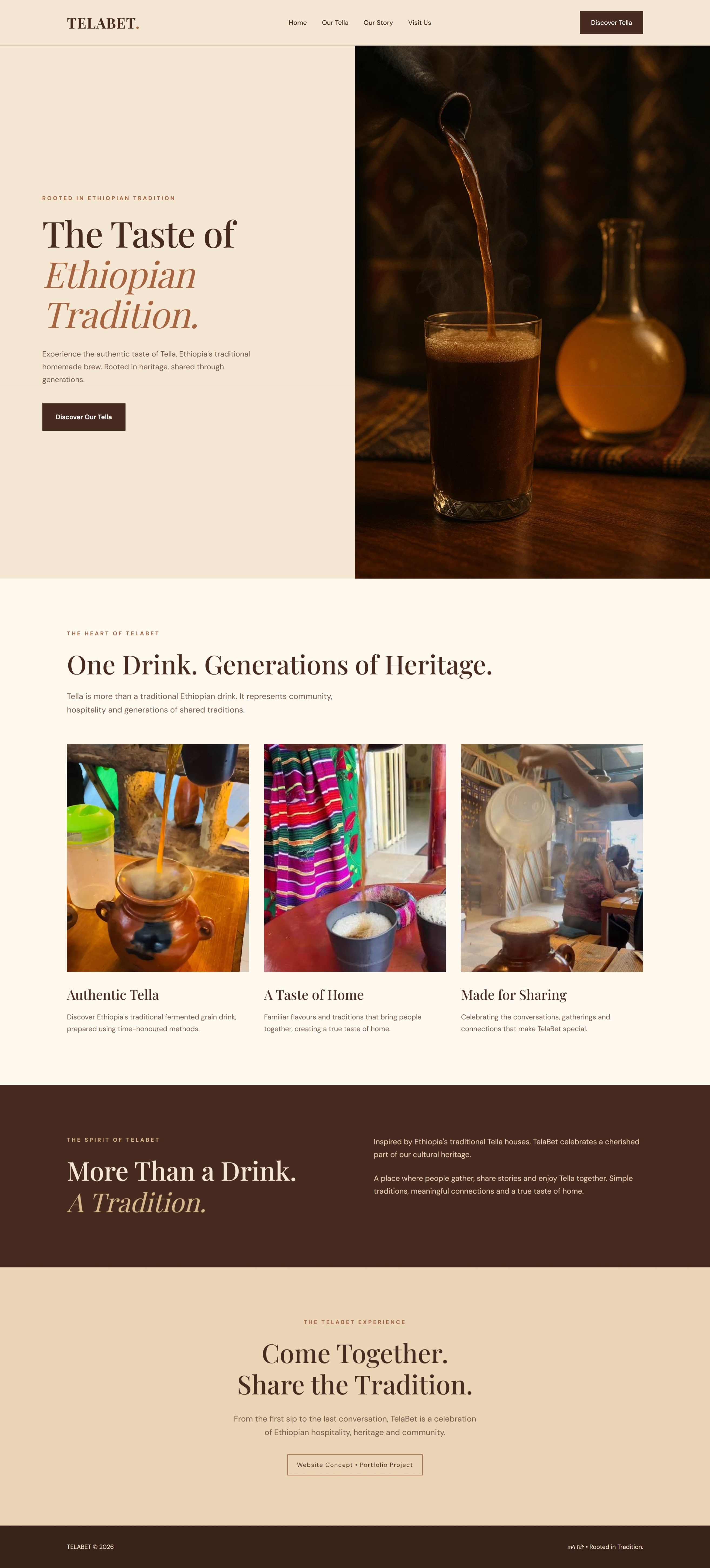 TelaBet homepage concept featuring Ethiopian traditional drinks